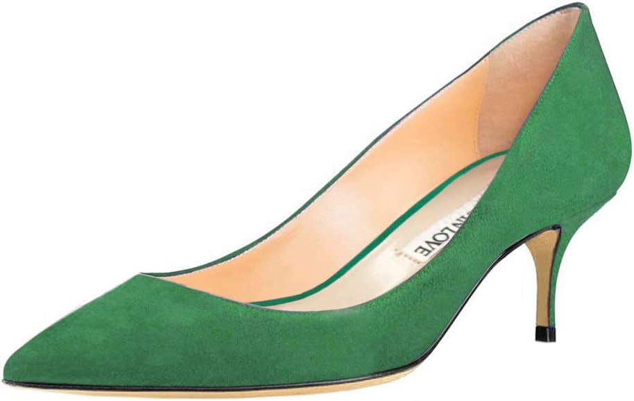 JOY IN LOVE Women's Low Heels Pointy Toe Kitten Heel Pumps