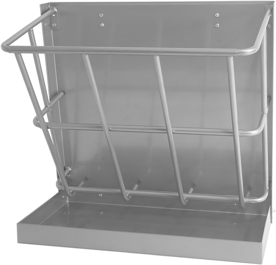 Heavy Duty Goat Hay Feeder with Detachable Grain Tray for Livestock