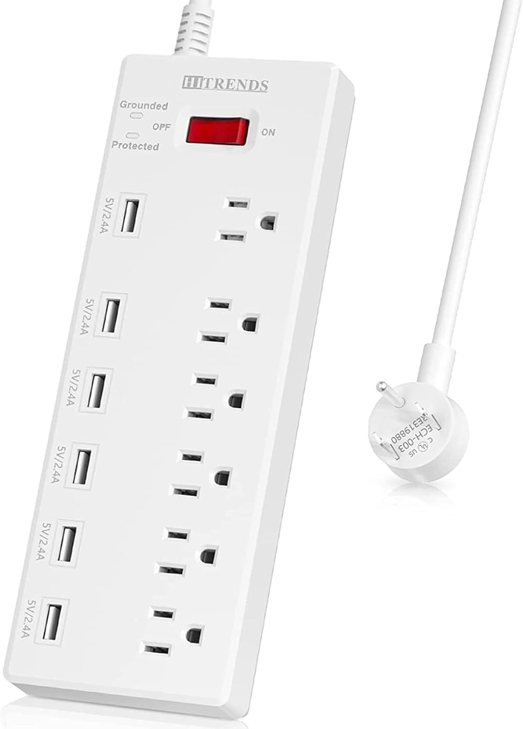 HITRENDS 6-Outlet Surge Protector with 6 USB Ports!