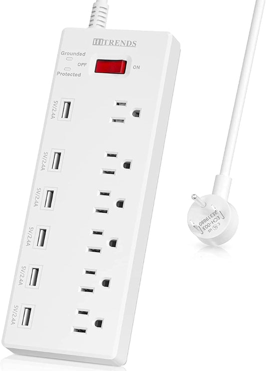 HITRENDS 6-Outlet Surge Protector with 6 USB Ports!