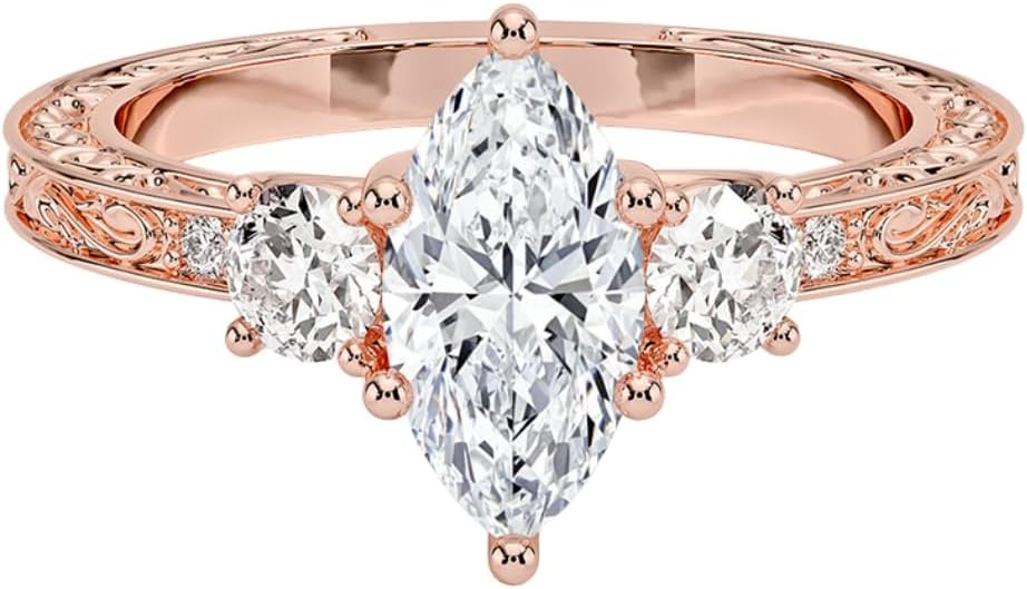 1-3 CT Moissanite Engagement Ring in Solid Gold & Silver