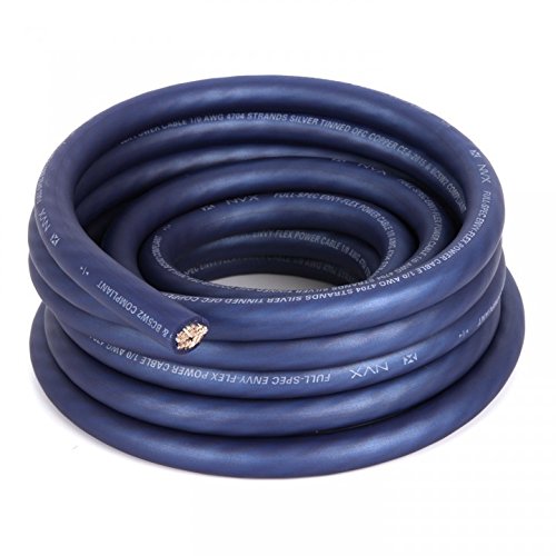NVX XW0BL20 20ft Blue 0 Gauge Tinned OFC Power Ground Wire