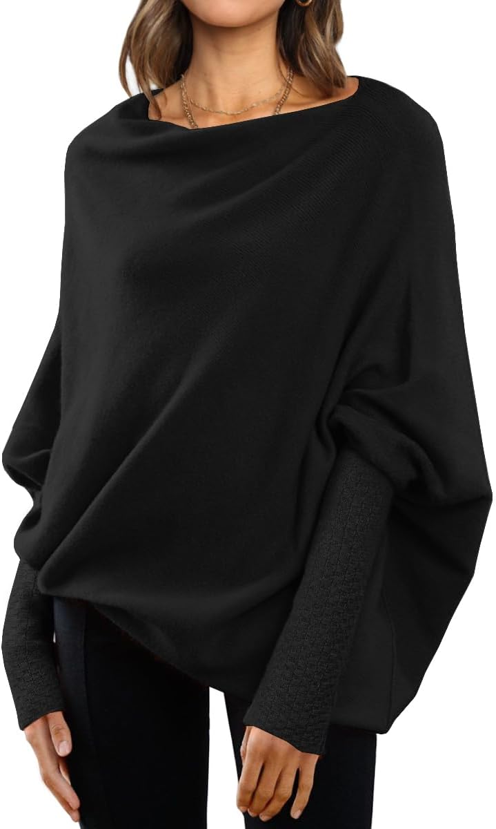 LILLUSORY Womens Batwing Oversized Sweaters for Fall Fashion