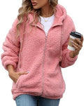 Womens Sherpa Fleece Jacket with Hood S-5XL - Full Zip Cozy Fit