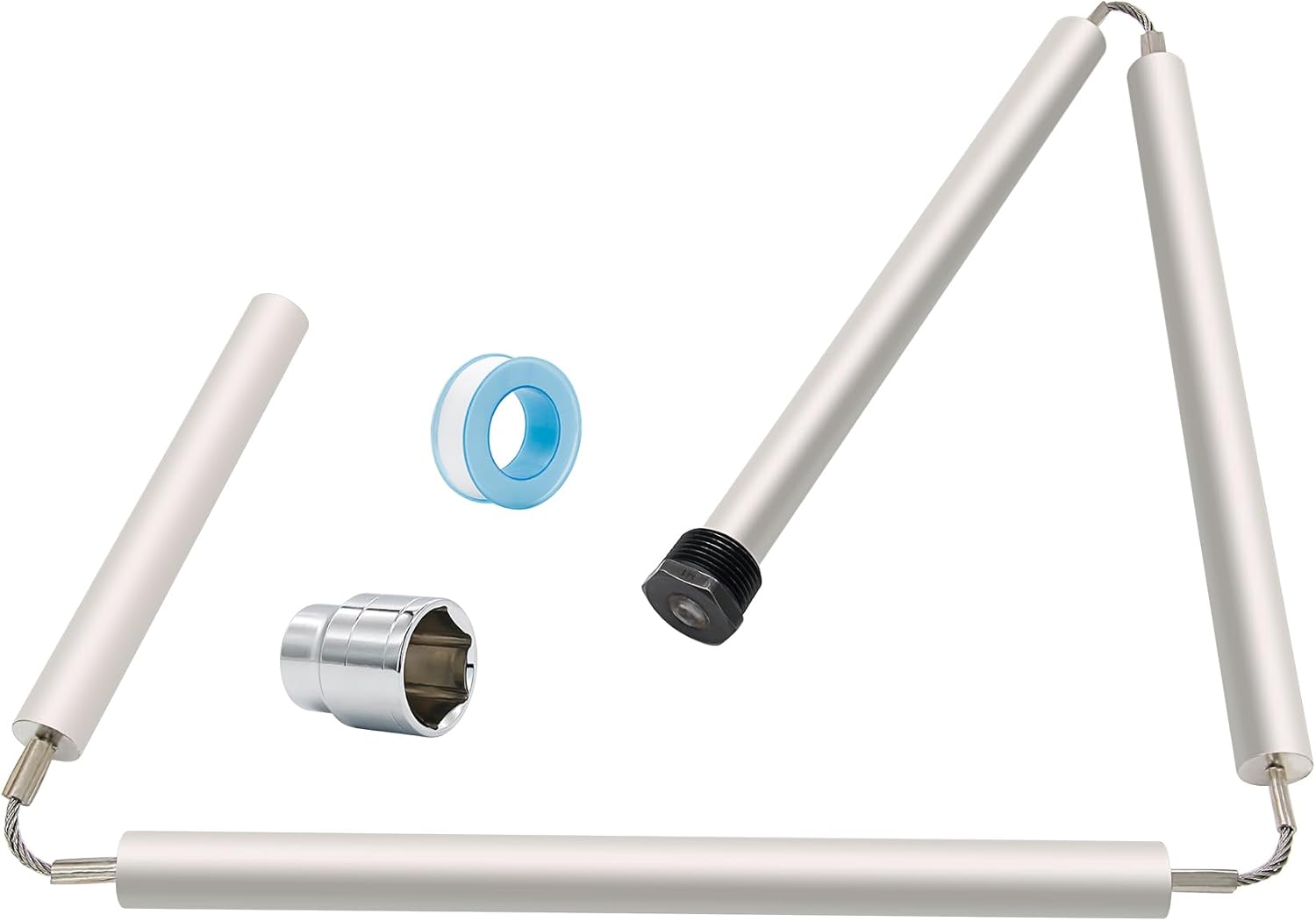 Flexible Magnesium Anode Rod with Hex Socket Tool - Extend Water Heater Lifespan