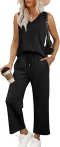 Two Piece Set for Women V Neck Lounge Outfit - Summer Comfort