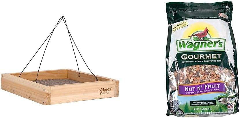 Nature's Way Cedar Platform Tray Bird Feeder with Nut & Fruit Food