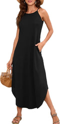 Halife Women's Summer Casual Sleeveless Halter Maxi Dress - Flowy