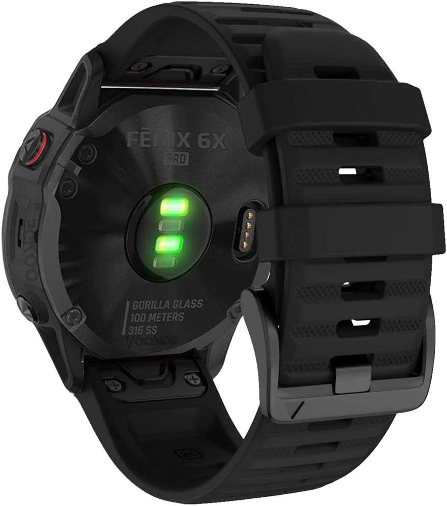 Quick Fit Silicone Band for Garmin Fenix 6X ~ Soft Waterproof Strap