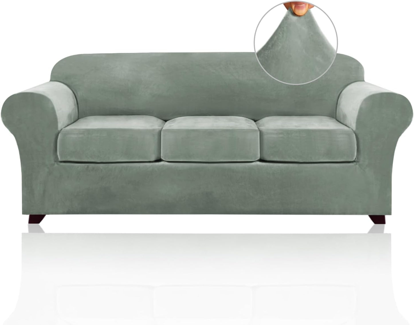 PrinceDeco Velvet Couch Covers for Sofa Soft 4 Pieces Set