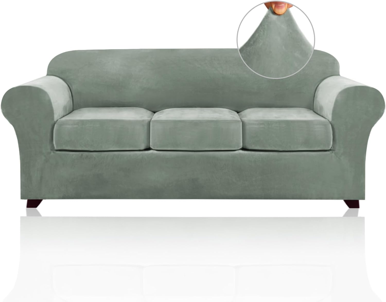 PrinceDeco Velvet Couch Covers for Sofa Soft 4 Pieces Set