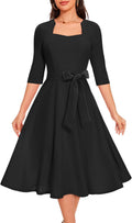 Flared A-Line Cocktail Dress - Elegant 3/4 Sleeves