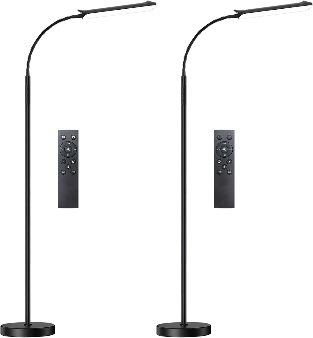 Bright LED Floor Lamp 2 Pack with Remote Control and Dimming