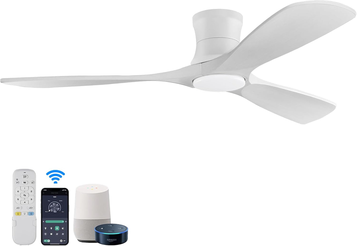 52in Smart Low Profile Ceiling Fan with Lights and Remote Control
