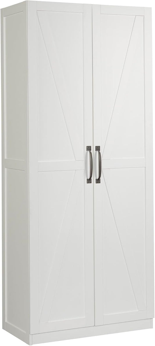 Sauder HomePlus Farmhouse Tall Pantry Storage Cabinet in White