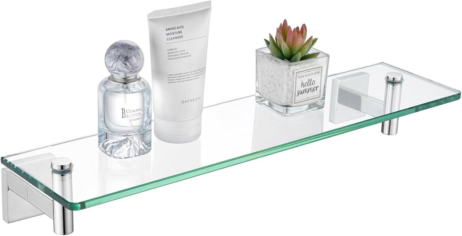 KOKOSIRI Bathroom Shelves Wall Mounted Floating Glass Shelf