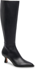 Coutgo Womens Knee High Boots Kitten Heel Pointed Toe (Style JW4G)