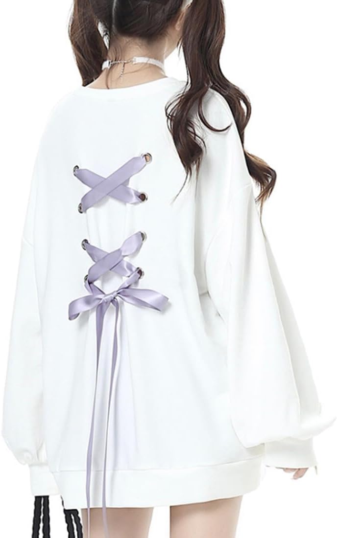 EMILYLE Women's Cute Lace Up Sweatshirt - Stylish Comfort