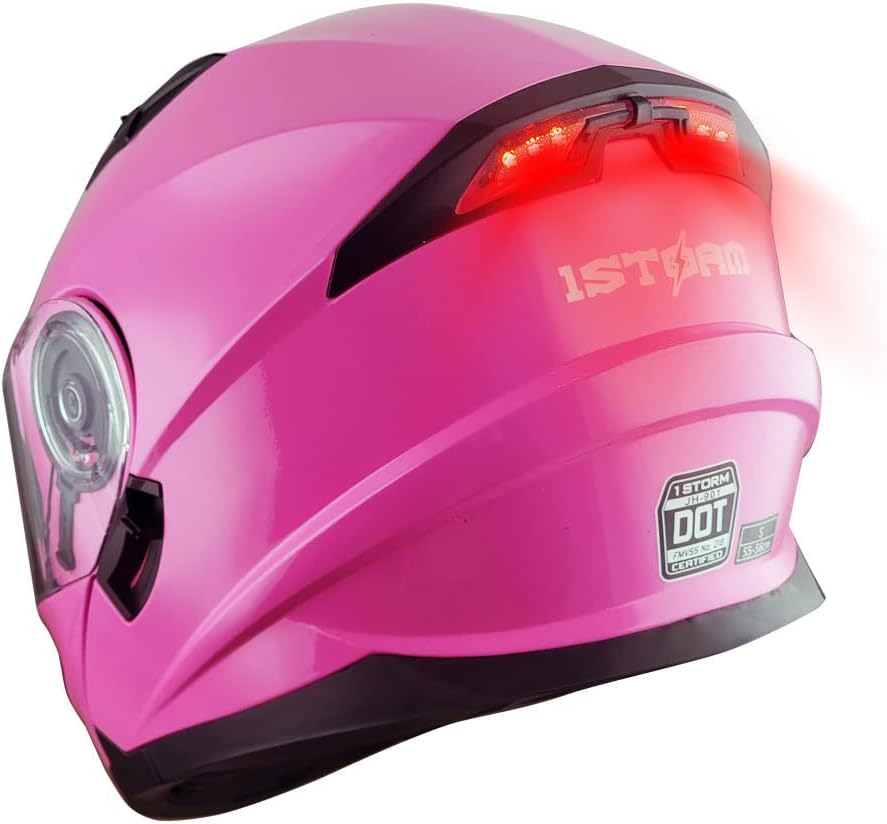 1Storm New Motorcycle Modular Full Face Helmet with LED Light