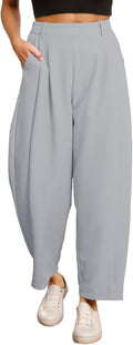 Womens Wide Leg Barrel Pants High Waisted Trousers - Flowy Work