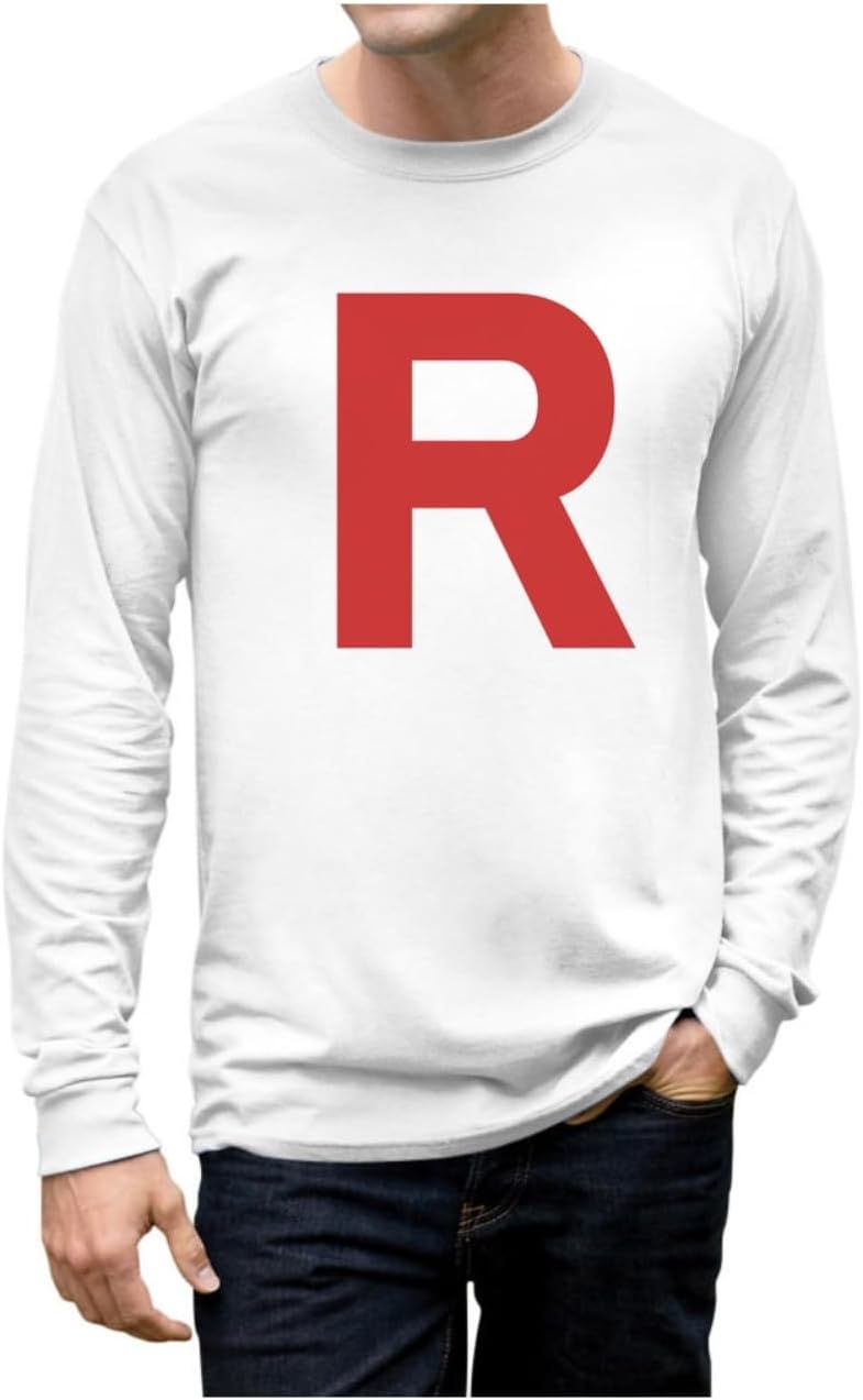 Team Rocket Shirt for Men - Long Sleeve Anime R Print Top
