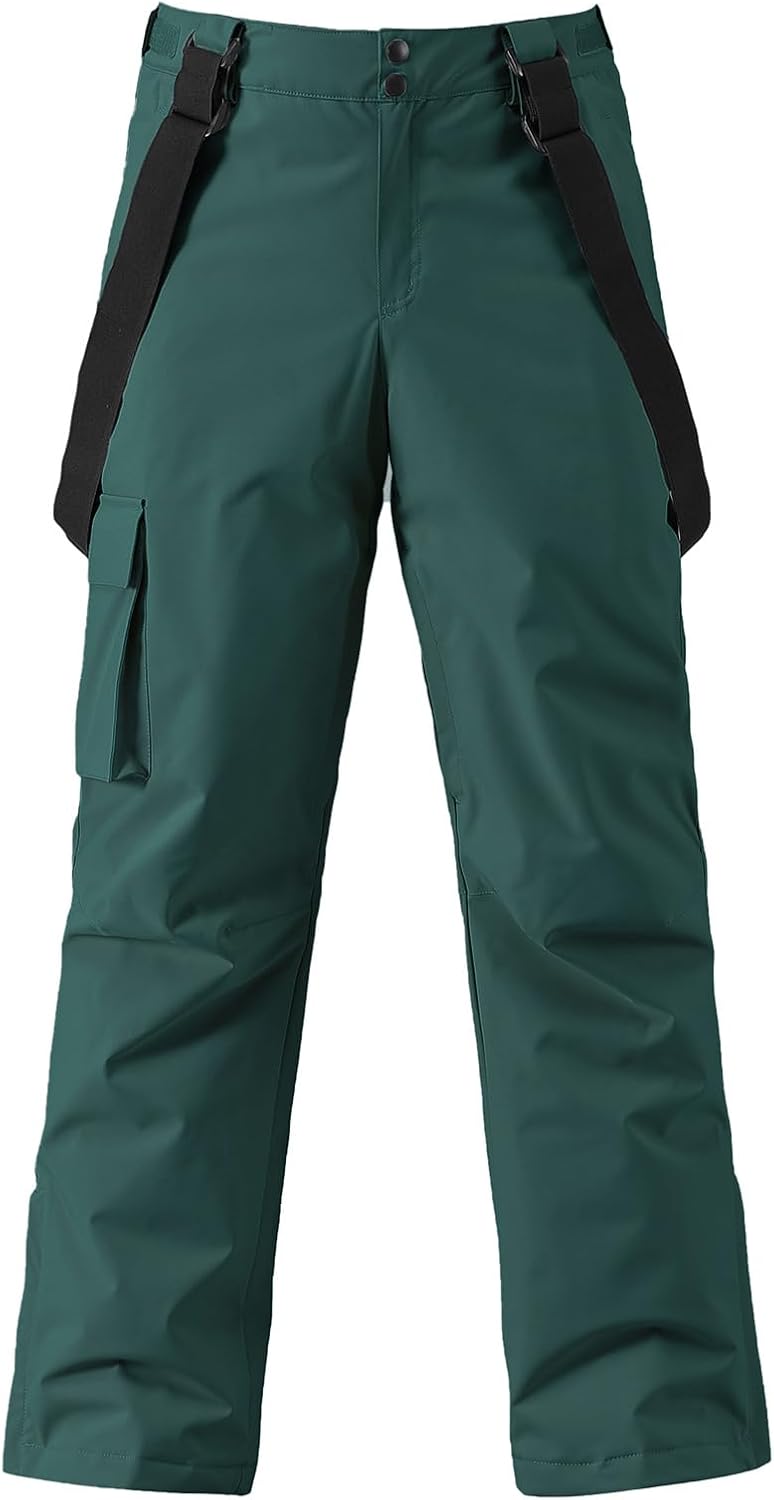 YEFFINE Men's Ski Snow Pants Insulated Waterproof Cargo Bibs