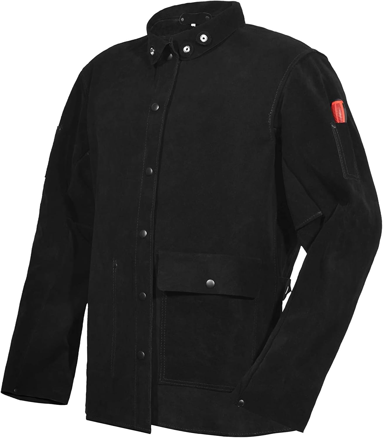 Black Leather Welding Jacket for Heavy Duty Work Safety Gear