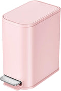 5 Liter Pink Small Bathroom Trash Can with Lid - Slim Soft Close