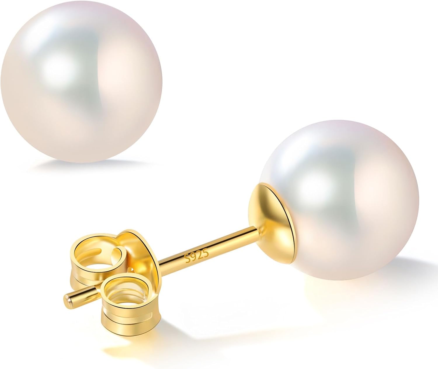 Akoya Cultured Pearl Earrings in 925 Sterling Silver for Women