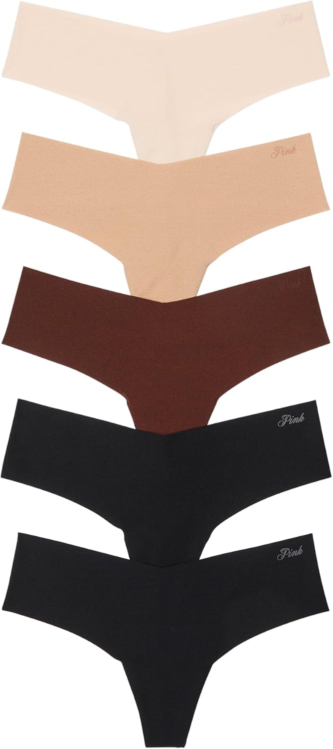 Victoria's Secret PINK Women's No Show Thong Underwear Multi Pack