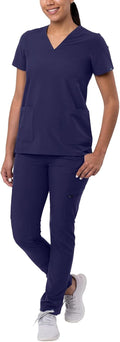 Adar Addition Go-Basic Scrub Set for Women - Slim V-Neck & Skinny Legs