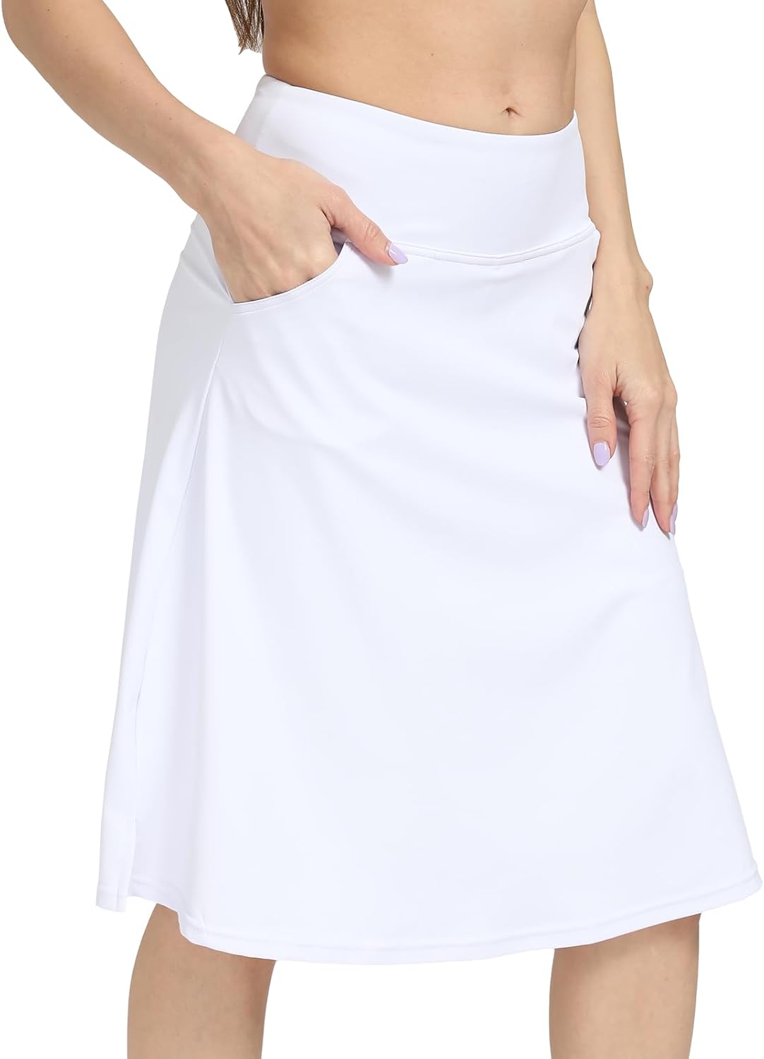 Womens Skorts Modest Knee Length Athletic Midi Running Skirt