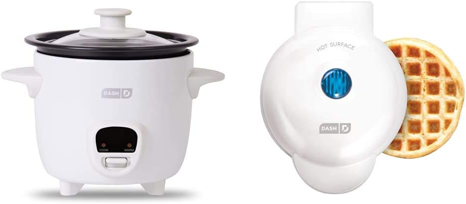 DASH 2-in-1 Mini Cooker Bundle | Rice, Oatmeal, Waffles
