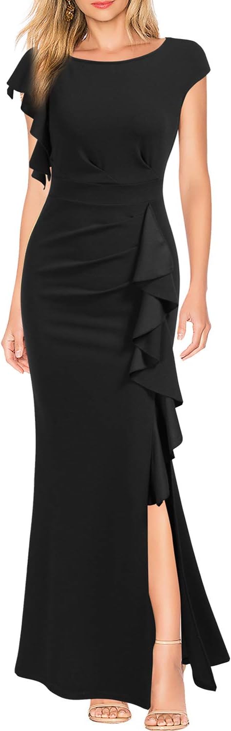 WOOSEA Women's Split Bodycon Mermaid Evening Cocktail Dress