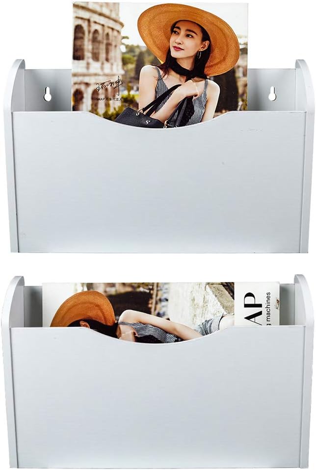 PAG Wall File Holder for Office - 2 Pocket Organizer in White