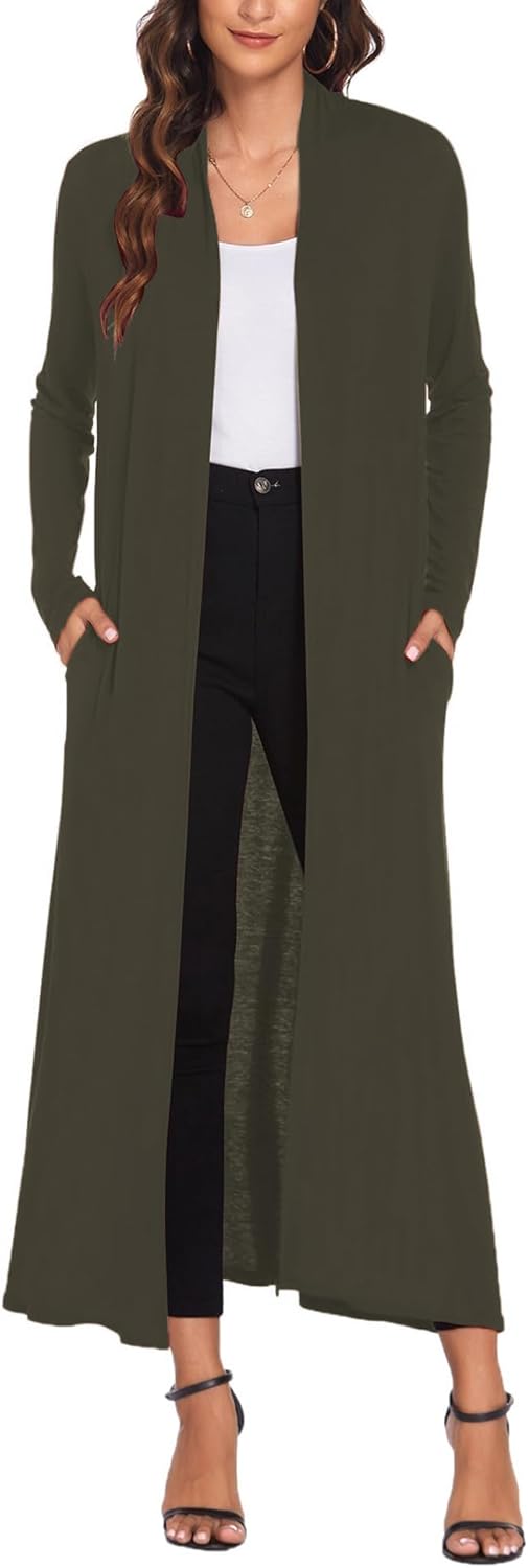 Stylish Floor Length Open Front Cardigan for Women - Lightweight