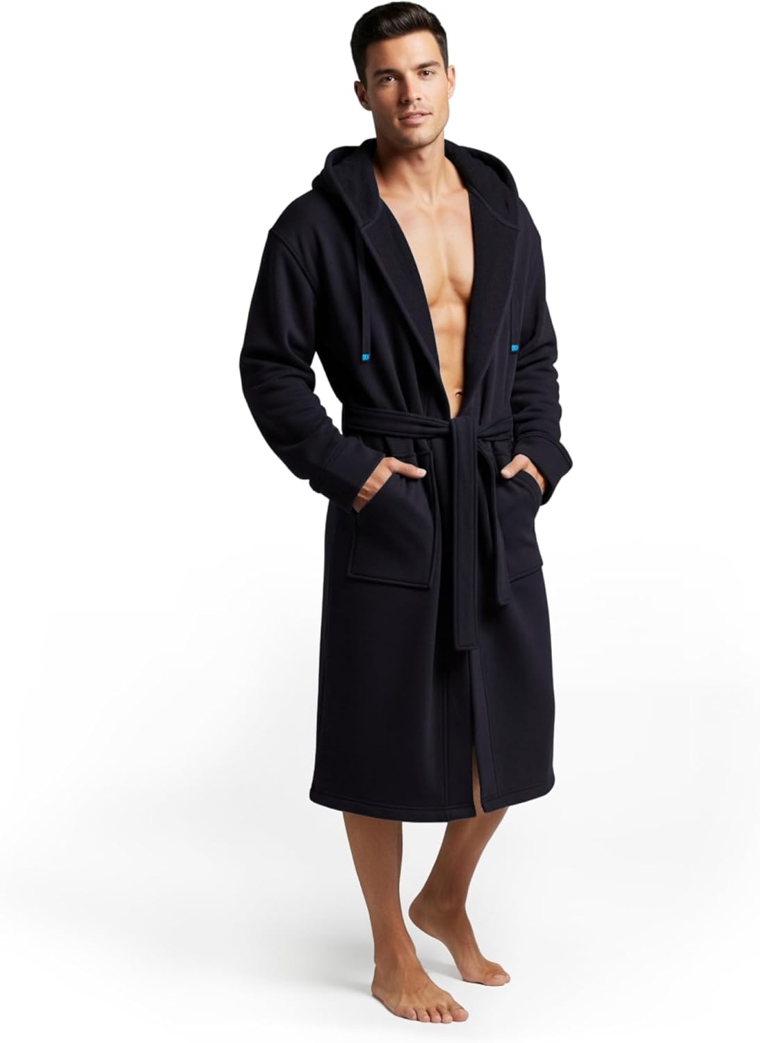 DudeRobe Mens Hooded Bathrobe with Pockets for Comfort