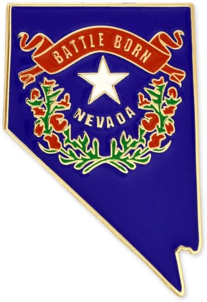 Nevada State Shape Flag Lapel Pin - Vibrant Gold Plated Design