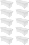 Spandex Tablecloth 6ft White 10 Pack - Fitted Stretch Cover