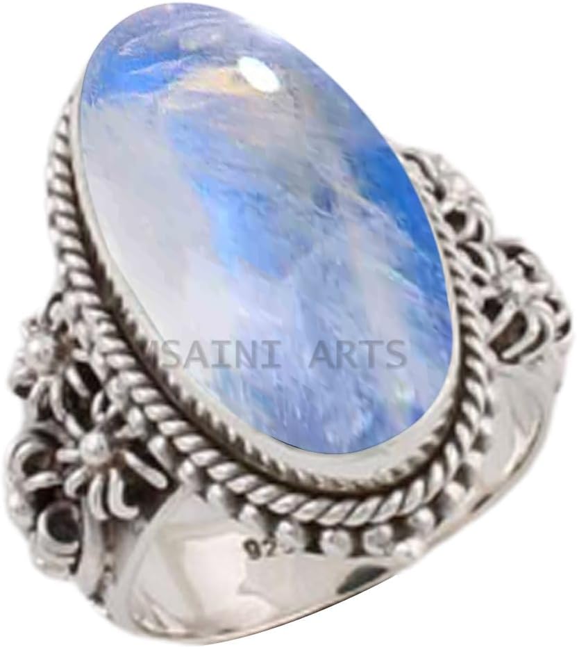 Solid 925 Sterling Silver Ring with Natural Blue Copper Turquoise