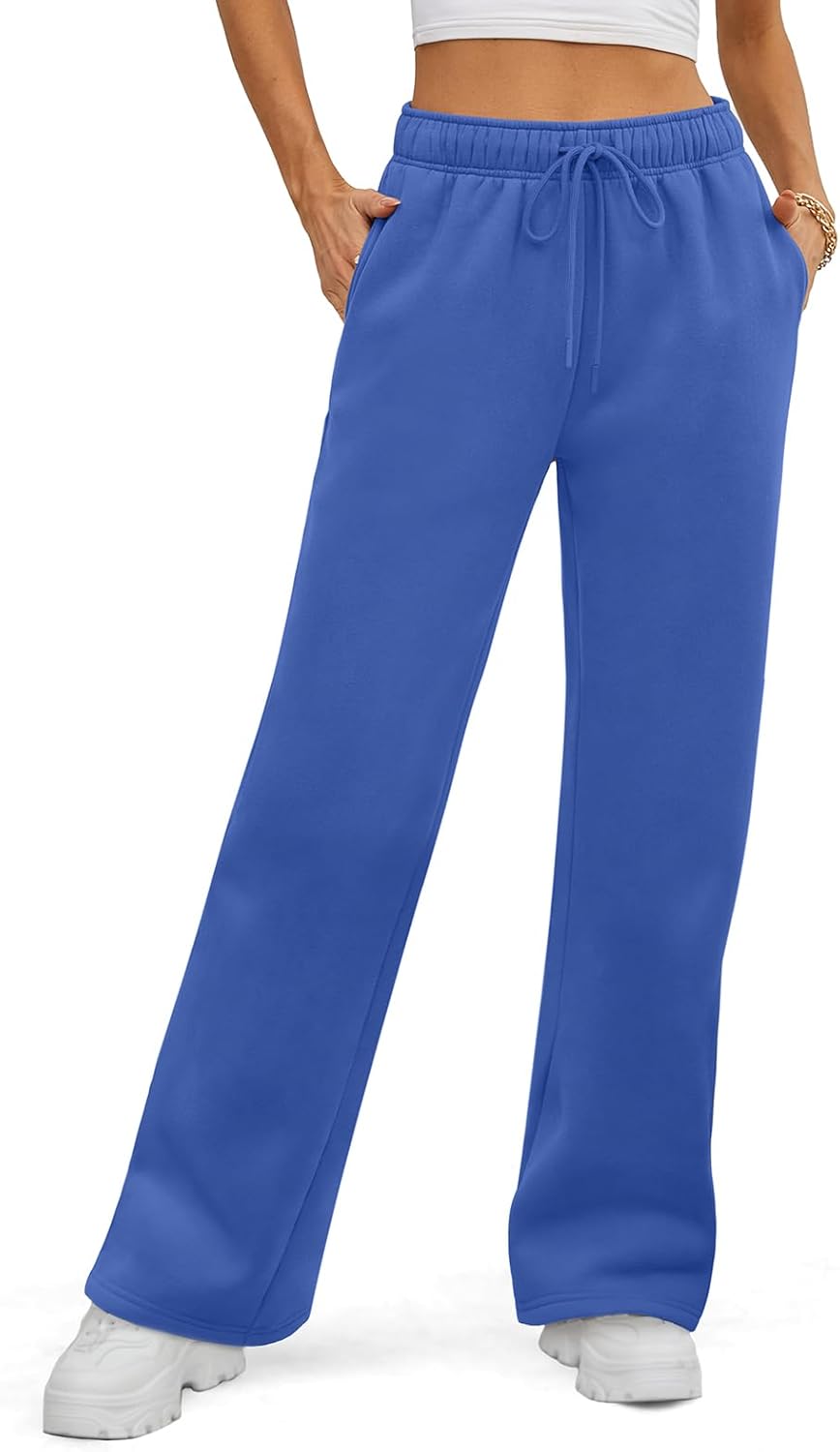 ATHMILE Womens Fleece Lined Wide Leg Sweatpants for Fall Style