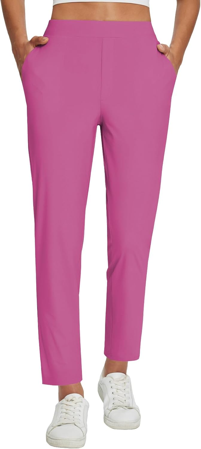 Lightweight Stretch Travel Pants for Women with Zipper Pockets