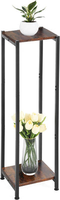 Extra Tall Plant Stand Indoor 40 in 2-Tier - Sturdy Rustic Display