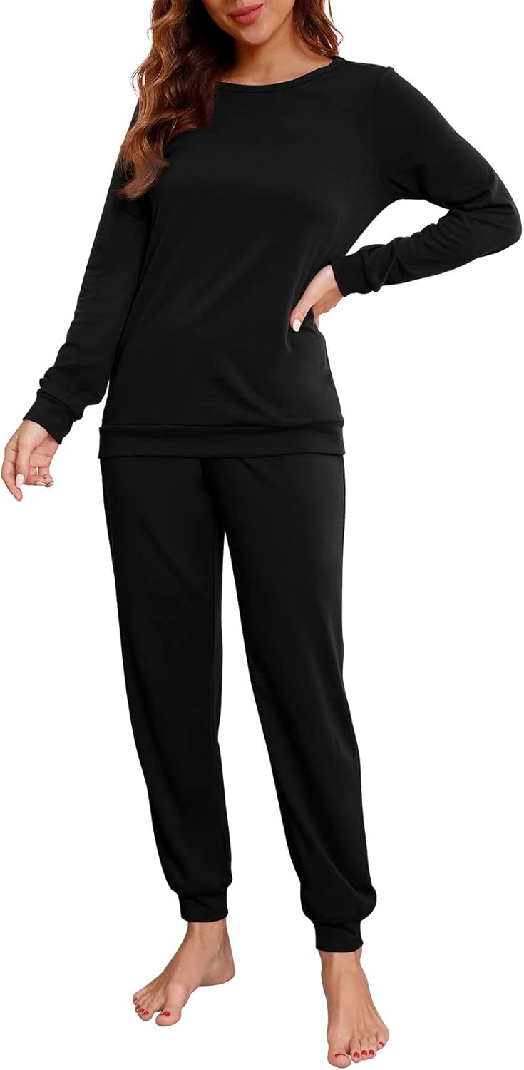 PrinStory Womens Pajama Set Long Sleeve Sleepwear with Pockets