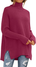 LILLUSORY Women's Oversized Turtleneck Ribbed Tunic Sweater - Cozy it