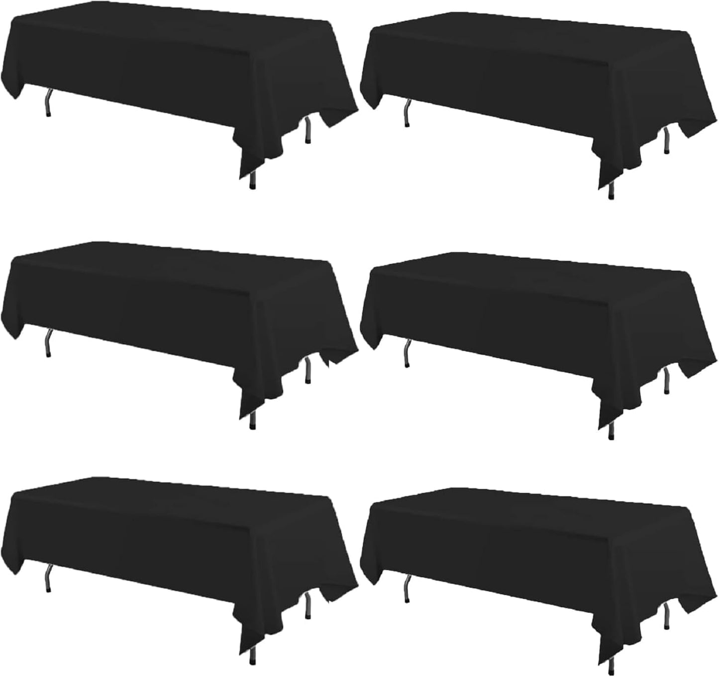 FINDYOU 6 Pack Black Table Cloths for 6FT Rectangle Tables
