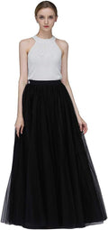 A Line Long Full Tulle Bridesmaid Skirt for Women - High Waisted
