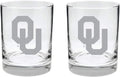 Oklahoma Sooners Satin Finish Rocks Glass Set of 2 - Double-Sided Etch