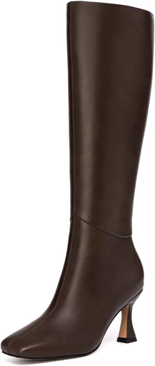 Athlefit Women's Kitten Heel Knee High Boots for Stylish Elegance