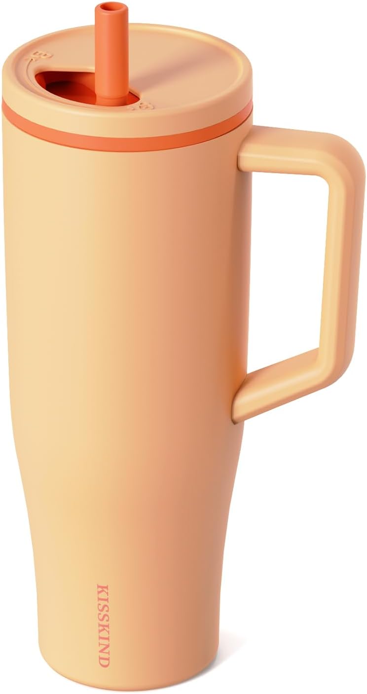 KISSKIND 40 oz Tumbler with Handle and Straw for All Drinks